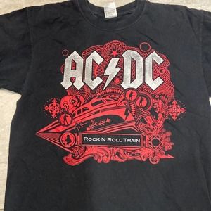 Vintage AC/DC Rock N Roll Train Black Ice 08/09 Tour Band T-Shirt Men Large